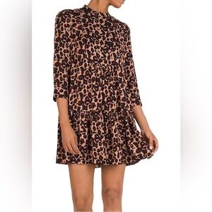 Ba&sh tiered mini dress leopard print
